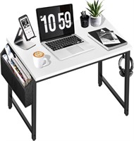 Small Computer Desk for Bedroom, White - 31 Inch