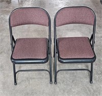 2 Foldable Cranberry Fabric Padded Chairs