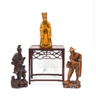 Chinese Wood Stand & Wood Figures