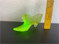 Uranium Glass Cat Shoe
