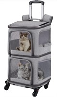 Double Pet Carrier Backpack with Wheels for Small