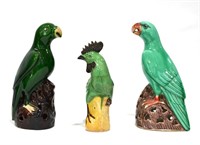 Three Chinese Painted Porcelain Bird Figures