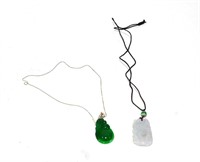 Two Chinese Jade Pendant Necklaces