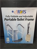 Foldable and adjustable portable toilet frame