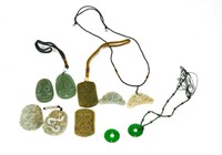 Group of Ten Jade/Jadeite Pendants