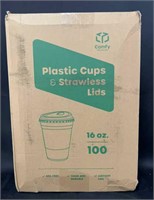 100ct Plastic Cups w/ Strawless Lids