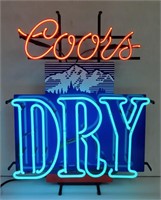 (QQ) Coors Dry Neon Sign, 2 tone with graphics,