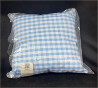 Blue and White Checkered Decorative Throw Pillow