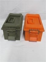 2 PLASTIC AMMO CANS AND 2 STORAGE CONTAINERS