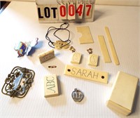 lot ivory book earrings, ivory book, necklace,