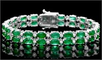 $21,380  19.10 cts Emerald & Diamond 14k Bracelet