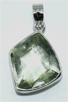 925 Silver 10.90 ct Green Amethyst Pendant