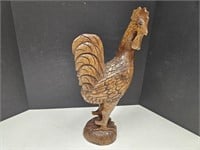 19" high Wood Carved Chicken Statue
