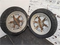 2  Vintage Wheels 26" high