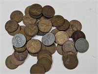 Wheat Pennies All from 1940's (50 Coins)