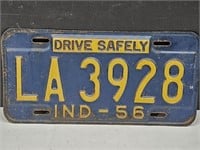 Vintage 1956 Indiana Embossed  License Plate