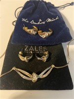 Danbury Mint Gold earrings Zales Necklace 10k gold