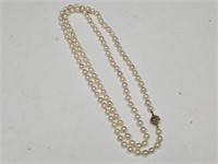 42"  of String Pearls w 14 K Gold Clasp