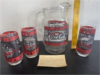 Vintage Coca Cola Pitcher and Glasses
