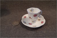 SHELLEY Demitasse C & S "Rose Pansy Forget Me Not"