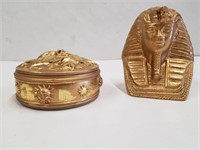 Egyptian Themed Box and Pharaoh Bust