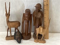 Lot of Vintage Hand Carved Wood Figurines