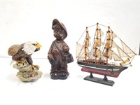 Eagle, Child, and Galleon Figurines