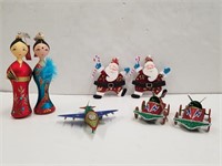 Metal and Glitter Christmas Decor, 7 Pieces