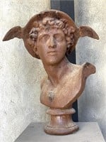 Hermes Cast Iron Bust Statue  24"