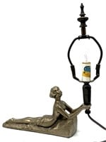 Art Deco Female Figure Lamp 10.5” x 13”