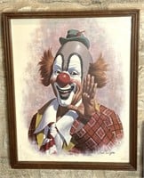 Clown Print, Framed 17” x 21”