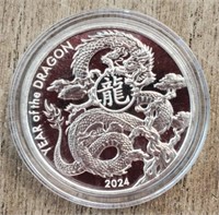 1 oz Silver 2024 Year Of The Dragon Round