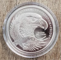 1 oz Silver Bald Eagle/American Flag Round