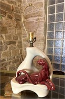 Mid-Century  Modern Ceramic Panther Lamp 
23”