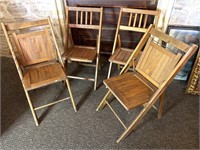(4) Antique Wood Folding Chairs