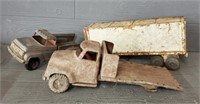 (3) Antique Toys Trucks & Trailer Need Some Fixing