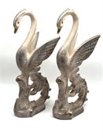 (2) Ceramic Swans 15”T, Unmarked
