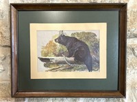 Remington Black Bear Print, Framed and Matted