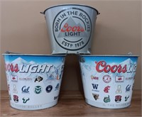 (3) Coors Light Beer Buckets