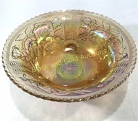 Vintage Imperial Open Rose Carnival Glass Bowl