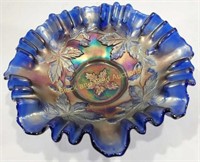 VTG Fenton Autumn Carnival Glass Ruffled Bowl
