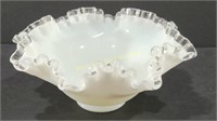 Fenton Silvercrest Milk Glass Ruffled Edge Bowl