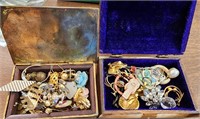 Two Trinket Boxes Full of Mixed Costume Jewelry
