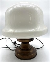 Vintage Desk Lamp, Milkglass Shade 12" x 10”