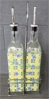 Set of Olive & Vinegar Glass Bottles