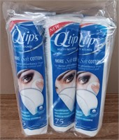 (3) Packs of 75  Q-Tip Cotton Beauty Rounds