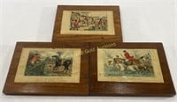 (3) Antique Lithographs on Wood Plaques