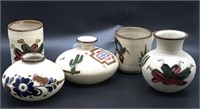 Mexico Pottery Vases and Cups 5” Tall and Smaller