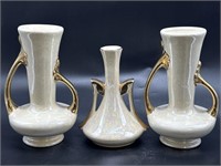 (3) Porcelain Vases with Opalescent Glaze