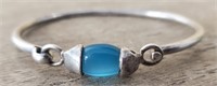 .925 Sterling Silver w/Blue Tiger Eye Bracelet